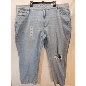 Old Navy Jeans Womens Plus Size 26 Boyfriend Mid Rise Distressed Ankle Raw Hem